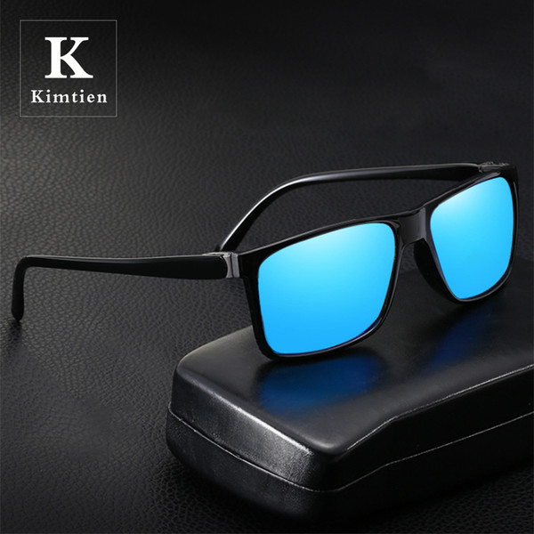 BRAND DESIGN KIMTIEN Polarized Sunglasses For Men Plastic Oculos de sol Men's Fashion Square Driving Eyewear Travel Sun Glasses