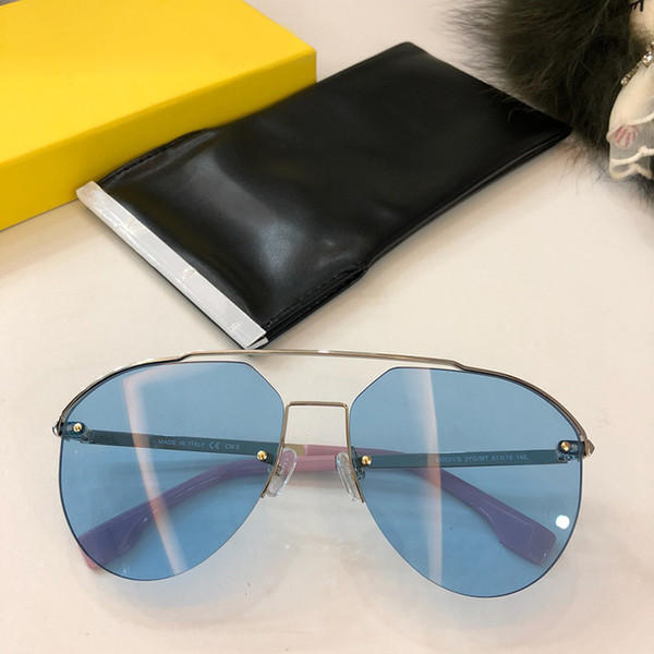 Luxury Metal Frame Sunglasses Oval Round Mirror Women Half Frame Sunglasses Women Brand Designer with Original Case