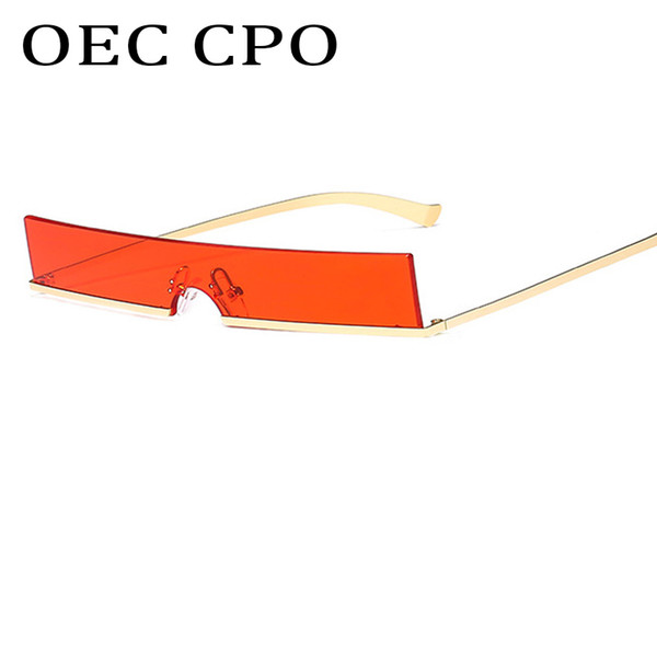 OEC CPO 2019 New Women Vintage Small Square Sunglasses Fashion Metal Half Frame Goggle Brand Designer Sun Glasses Shades Eyewear UV400 L193