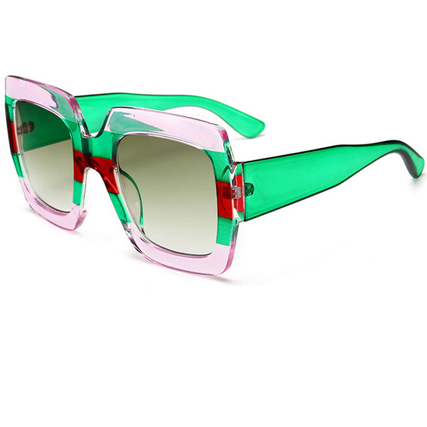 OEC CPO Fashion Brand Italy Oversized Square Sunglasses Fashion Designer Women Retro Big Frame Sun Glasses Female Pink Green UV400 L154