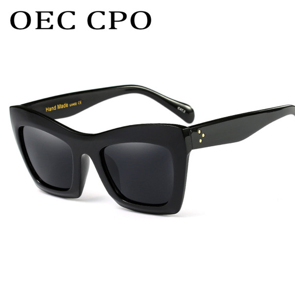 OEC CPO Squre Metal Men Women Classic Brand Designer Sunglasses Brown Large Frames Tea Lens Glasses Retro Eyewear UV400 L03