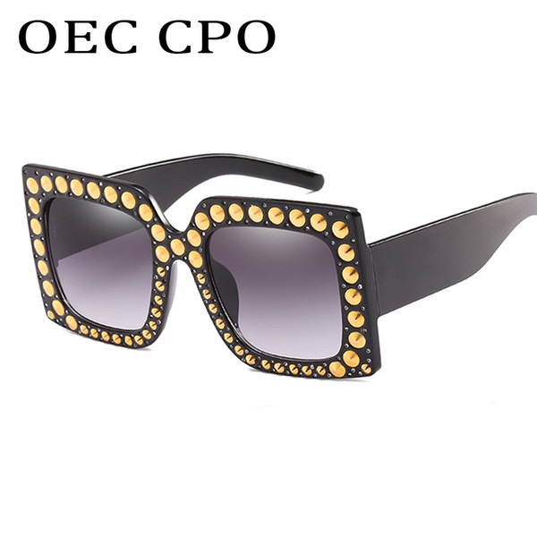 OEC CPO Fashion Italian Brand Sunglasses Women Crystal Square Sunglasses Mirror Retro Diamonds Sun GlassesUv400L122