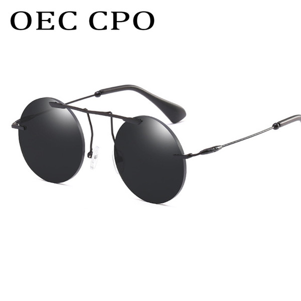 OEC CPO Fashion Round Sunglasses Women Men Brand Design Mirror Vintage Sunglass Unisex Female Male EyewearUV400 L142