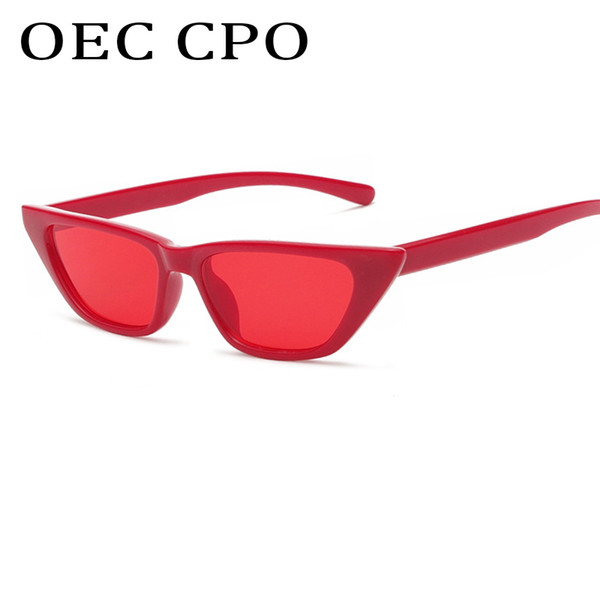 OEC CPO Fashion Cat Eye Sunglasses Women Brand Designer Vintage Sun Glasses Small Red Black ladies Sunglass Eyewear oculos de sol L185