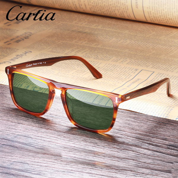 Carfia Mens Sunglasses Polarized Lenses Vintage Sun glasses 100% UV Protection 5357 Square 50mm 4 Colors With Case