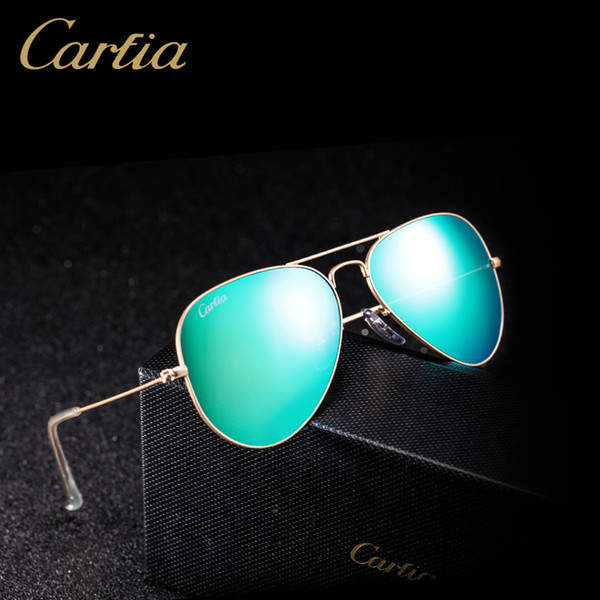 Top quality Glass lens Polit luxury Sunglasses carfia 58mm UV 380 sunglasses for men Designer sunglasses Vintage metal Sport Sun glasses Wit