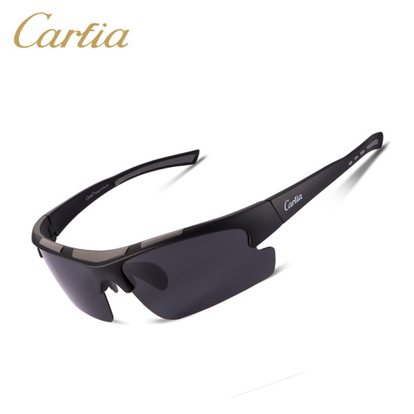 Hot Quality Semi-Rimless Sunglasses for Men Driving Carfia 046 UV400 sun glasses Sport Glasses with case