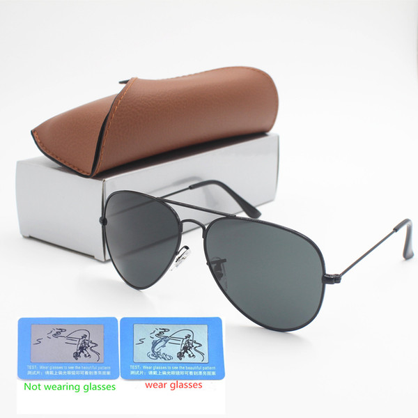 1pcs High quality Polarized glasses Men Women Designer Classic Retro Sunglasses Sun Glasses Eyewear Gold Frame Brown Glass Lens 58/62MM lens