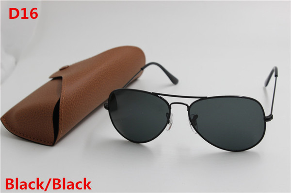 1pcs Hot high quality fashion brand designer men's vintage sunglasses black frame black 62mm glass lens UV400 protection brown case