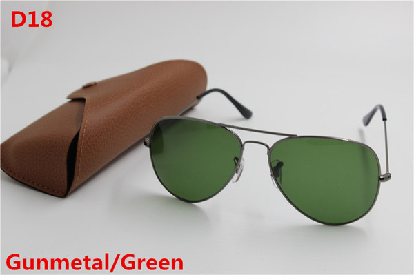 1pcs New high quality fashion brand designer men's vintage sunglasses gunmetal frame black 58mm glass lens UV400 protection brown case