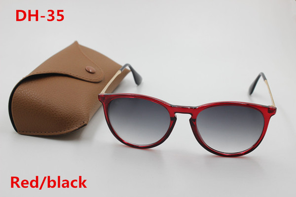 High-quality men's and women's sunglasses fashion designer brand sunglasses red frame black 52mm gradient lens UV400 protection brown case.