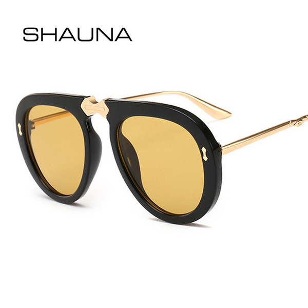 SHAUNA Fashion Pilot Sunglasses Women Brand Designer Metal Nail Decoration PC Frame Sun Glasses Shades Men