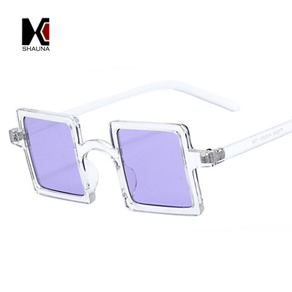 SHAUNA Fashion Candy Color Women Small Fashion Square Ladies Sunglasses Metal Hinge Amber Frame Pink Lens UV400