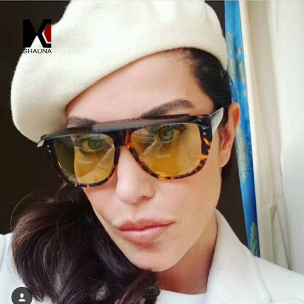 SHAUNA Summer Style Single Visor Can Remove Amber Sunglasses Flat Top Fashion Men's Gold Clearance Sun Glasses UV400