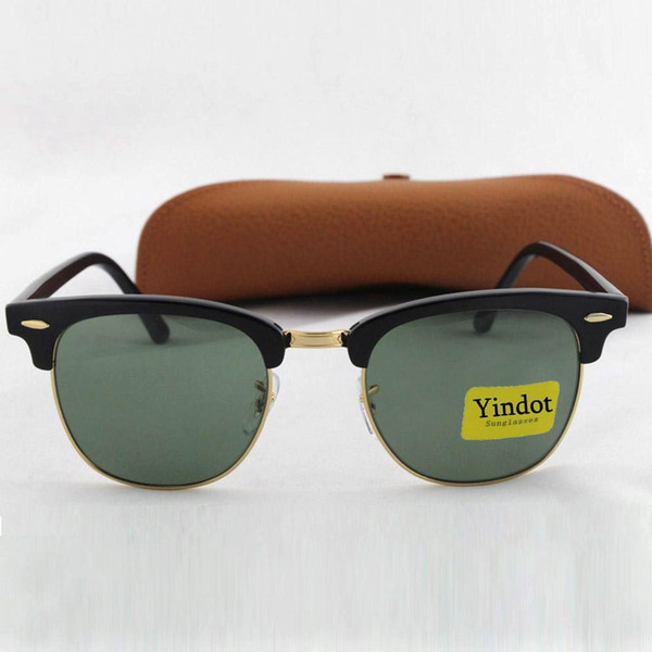 Best Quality Fashion Brand Designer Men Womenn Yindot Black Plank frame 51mm Green Sunglasses Sport Sun glasses With box