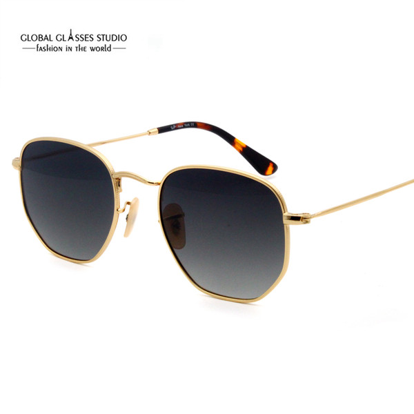 Free Shipping Fashion Sunglasses Luxury Shield Shape Gold Metal Frame High Quality UV400 Polaroid Lens RFT7002