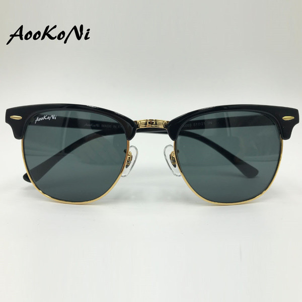 AooKoNi Brand Designer Retro Sunglasses High Quality Metal Hinge Men Glasses Women Sun glasses UV400 Glass lens Unisex with Original cases