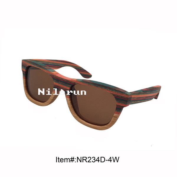 multi color stripe wood sunglasses