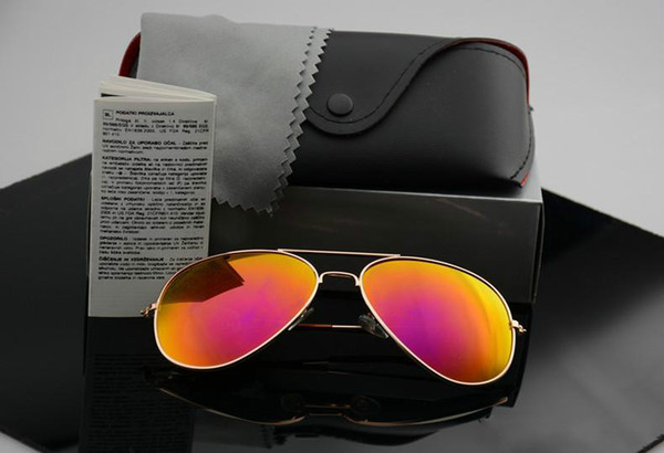 High quality Polarized lens pilot Fashion Sunglasses For Men and Women Brand designer Vintage Sport Sun glasses With case and box