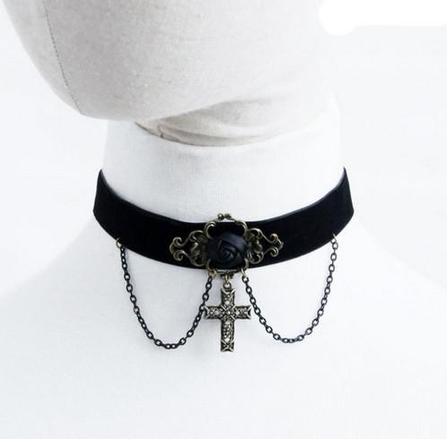 2019 New hot sale Cross Pendant Necklace Gothic Simple Collar Choker Necklace Women Chocke