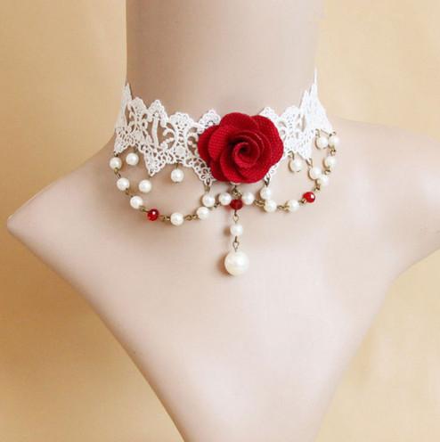 2019 New hot sale Bride dress Pearl Flower Lace Necklace fake collar