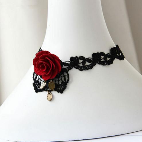 2019 New hot sale Gothic red rose Fashion Lace Necklace fake collar