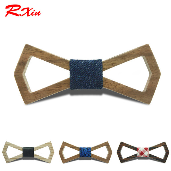 Hollow Wood Bowtie 12*5cm 20 styles Handmade Vintage Traditional Bowknot For business fbusiness paty wedding DIY Wooden Bow tie For adults