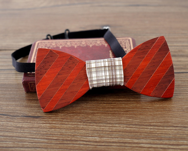 2016 Handmade Wood Bow Ties Vintage Traditional Bowknot 6 styles For Gentleman Elegant Wooden Bowtie Men Fashion Accessory Free Fedex TNT