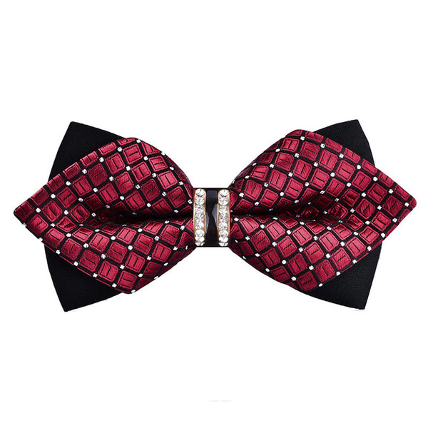 1Piece Bling Crystal Metal Decoration Sharp Corners Bow Tie Butterfly Knot Men's Accessories Wedding Party Banquet Club Business