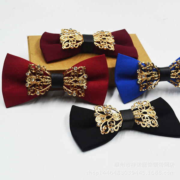 Men's fashion wedding banquet tie diamond metal pure cotton tie factory direct wholesale