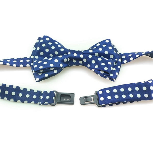 2019 New Navy blue White spots Bow tie Boy's Girl's Kids