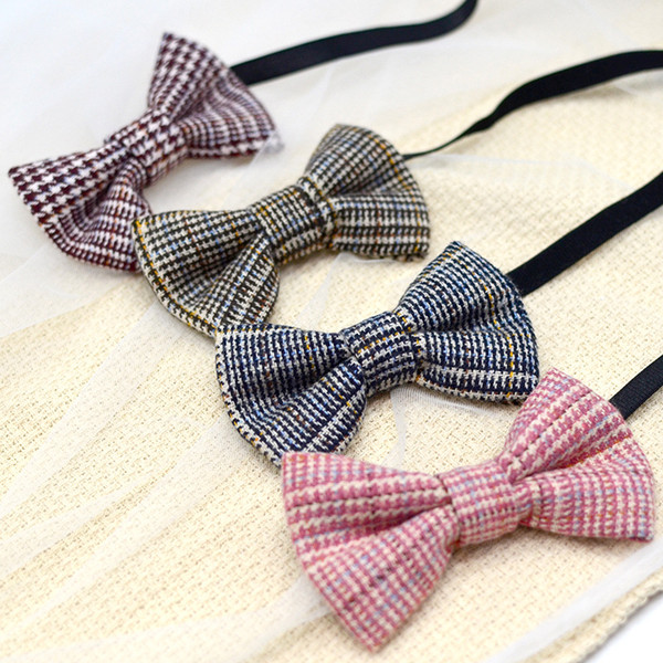 Children's bow tie British children's plaid collar flower school performance Chaobao boys and girls autumn and winter clothing w