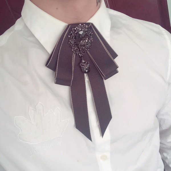 Men Women Neck Collar Shirt Bow Tie Cravat Alloy Rhinestone Necktie Wedding Business Office Party Gift Ribbon Bowtie Accessories