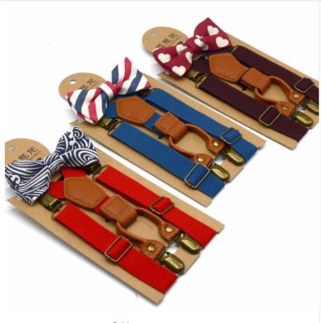 Baby High Elastic Bow Ties Set Baby Boys Toddler Wedding Matching Braces Suspenders Bowknot Kids Gentle Bow Ties with Metal Clip