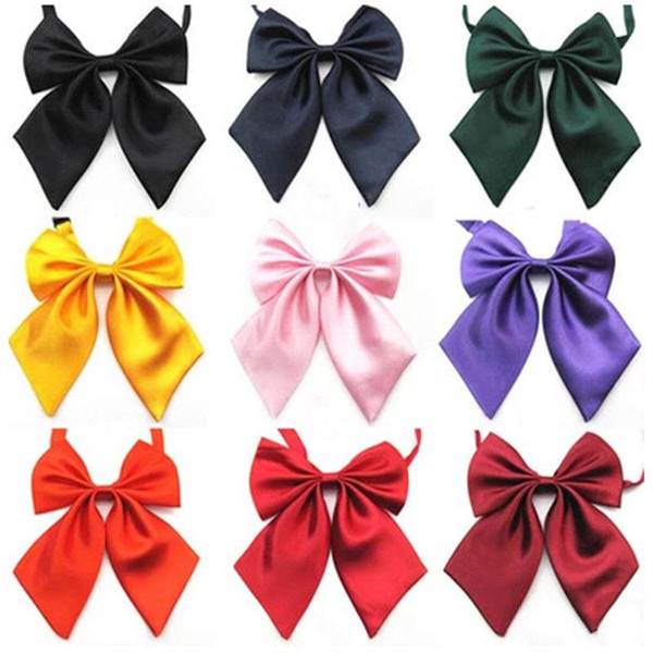 Womens Cravat Red Black Butterfly Female Girl Student Hotel Clerk Waitress Neck Wear Silk Big ear Ties Easy love Style