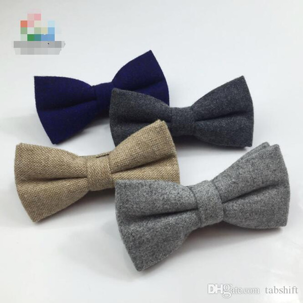 Classic Formal Mens Wool Solid Bow Ties Handsome Grey Color Thick Bowtie Casual Business Cravat British Style Butterfly Ties