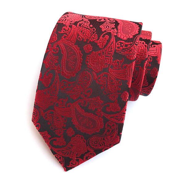 Men Jacquard Woven Paisley Floral Wedding Party Holiday Arrow Neck Tie Elegant Polyester 8cm Skinny Business Gift Necktie Cravat