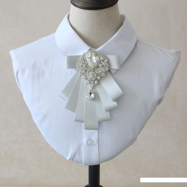 Fashion Men's Wedding Groom Groomsman Shirt Fashion Silver Bow Tie Men's Accessories Black Casual Korean Wedding Collar Flower