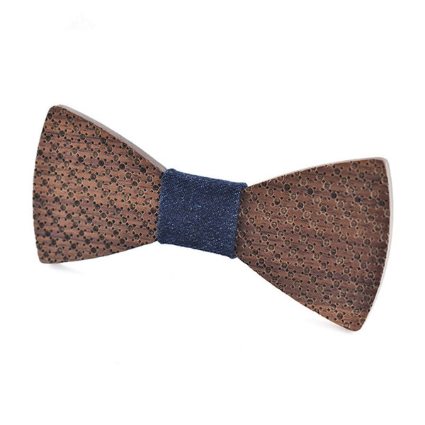 Fashion Trend Laser Surface Carving Creative Handmade Wooden Bow Tie Foreign Trade Wooden Gentleman Dinner Party Bow Tie