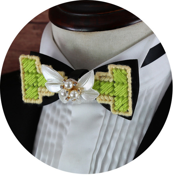 2018 new trend men Luxury wool knitting Bow Tie Men HandMade Unique pearl Bowtie With Gift Box men dress Accessories