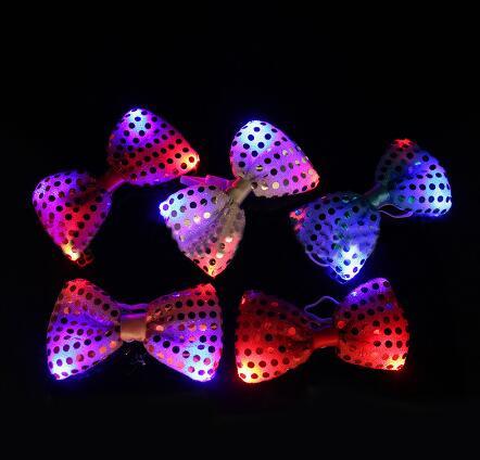 led bow tie kids adult Multicolor Bowknot flashing tie light up toys for party decoration supplies