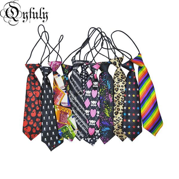 Qyfuly Printed Neck Tie for School Boys Children Kids Baby Wedding Party Cravats Accessories Elastic Fashion Student Ties