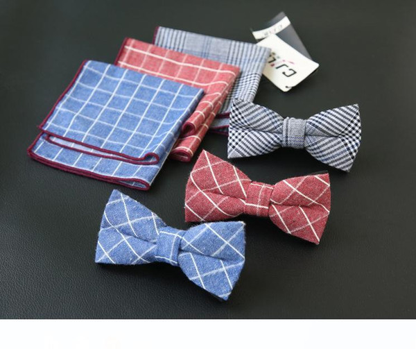 New cotton tartan plaid blazer bowtie handkerchief suit bowtie pocket towel two-piece spot wholesale