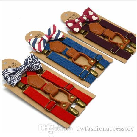 Baby High Elastic Bow Ties Set Baby Boys Toddler Wedding Matching Braces Suspenders Bowknot Kids Gentle Bow Ties with Metal Clip