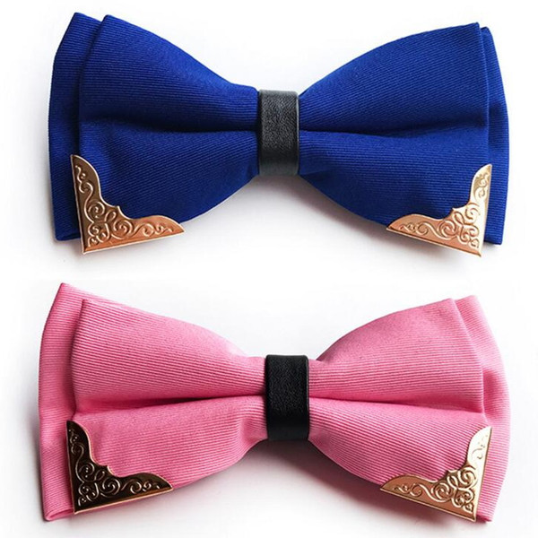 New Design 14 Colors Formal Dress Double Layers Adjustable Jacquard Bowties Mens Wedding Suit England Neckwear Bow Ties with Gold Decor