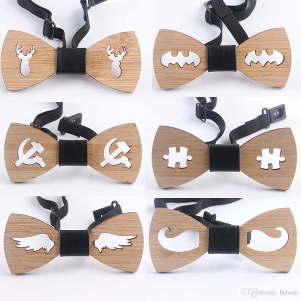 Hot 6 Style Fashion Mens Wooden Bow Tie Accessory Wedding Gifts Bamboo Wood Bowtie For Men