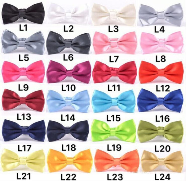 wholesale BowTie Mens Dickie Bow Tie Ties Tied Adjustable Wedding Prom Solid Colors Plain Silk 35 colors on sale