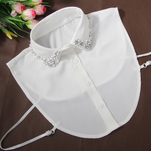 Vintage Embroidered Rhinestone Fake Collar Fashion Shirt Fake Collar For Women Detachable False Lapel Shirt Hot