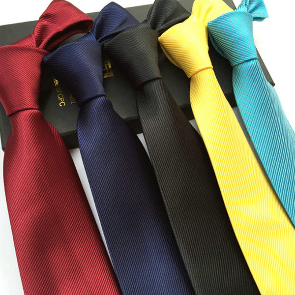 2020 Men Jacquard Woven Solid Color Wedding Banquet Party Suit Neck Tie Skinny Polyester 8cm Silk Satin Business Necktie Cravat