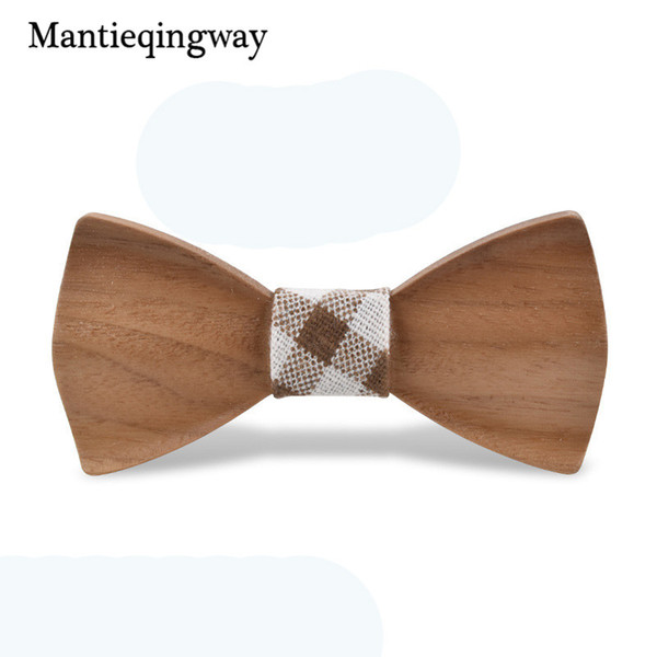 Mantieqingway Children Wedding Business Suits Wood Bowtie Necktie Solid Wooden Bowtie Gravatas Kids Boys Girls Wedding Bow Tie